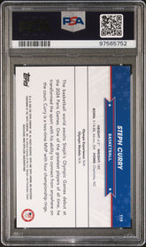 2024 Topps Chrome Us Olympic And Paralympic Hopefuls Steph Curry #119 Green Refractor 22/99 PSA 9